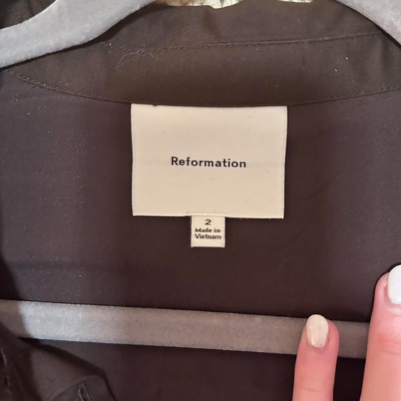 Reformation Dark Brown Mini Dress with Puff Sleeves - Picture 2 of 2